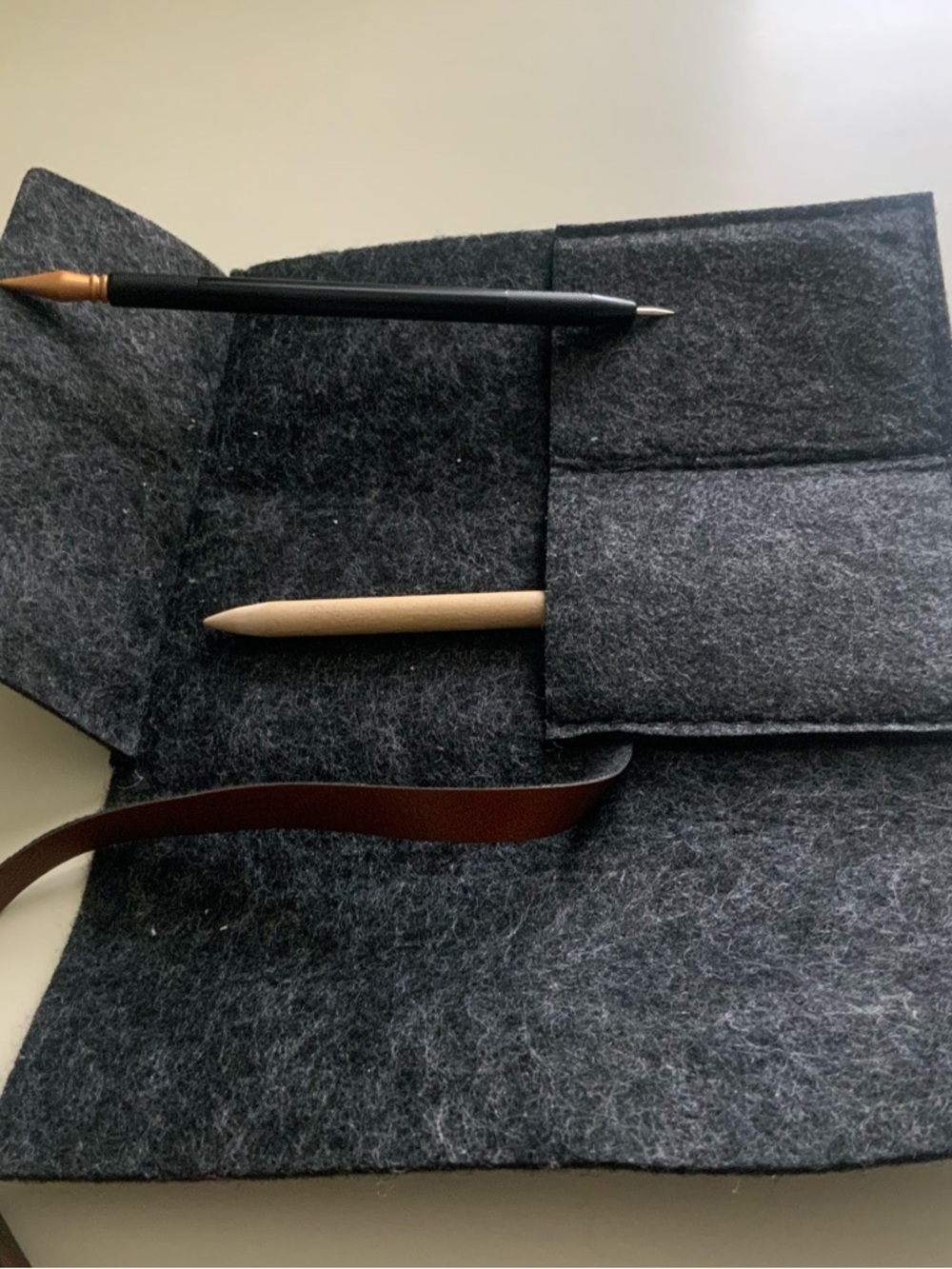 Precision Stylus + Wooden Stylus + Felt Roll-Organizer 3 art supplies pieces.
